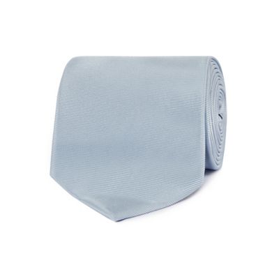 Silver plain woven silk tie